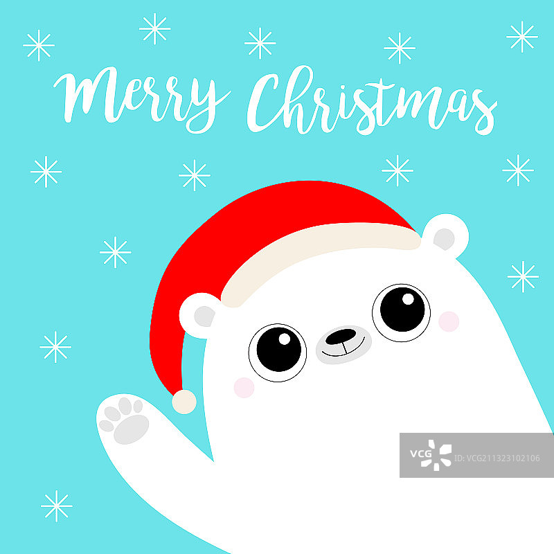 圣诞快乐，白色的北极熊挥着手爪图片素材