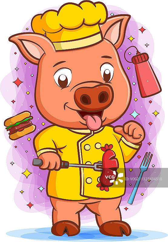 大师级厨师猪抱着开心的脸图片素材