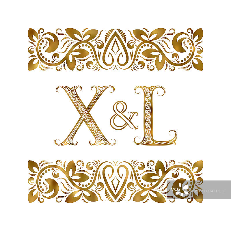 X和l首字母古商标字母图片素材