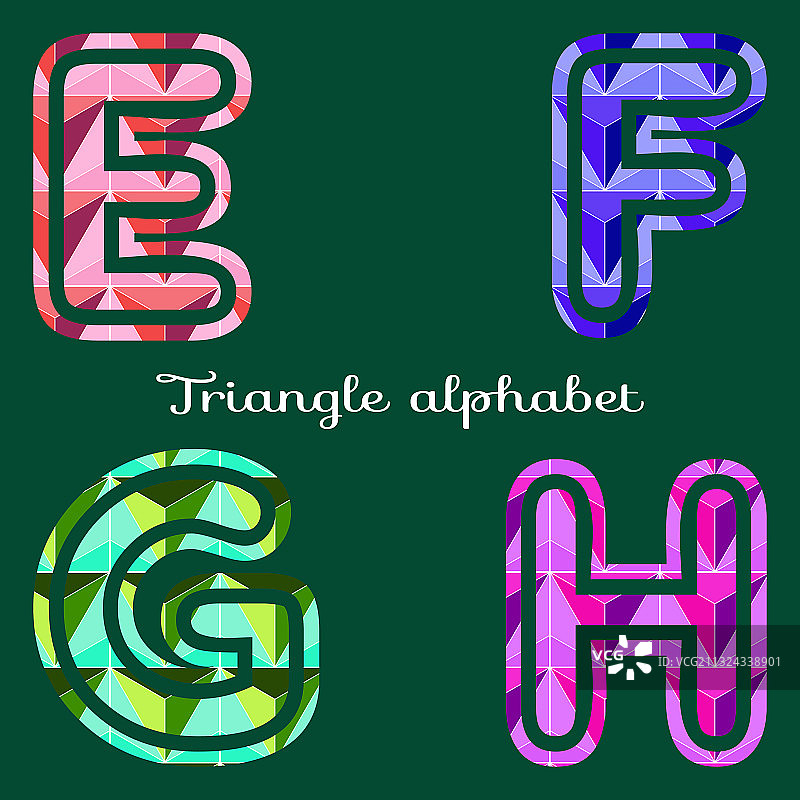 三角字母表e f g h图片素材