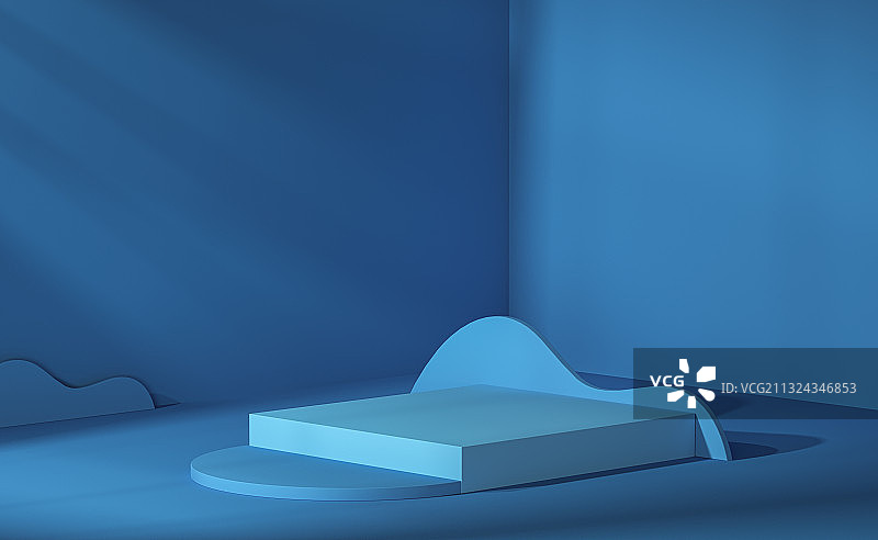 蓝色三维产品展台背景图片素材