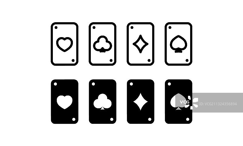 赌场扑克牌四个ACES图标在黑色扑克图片素材