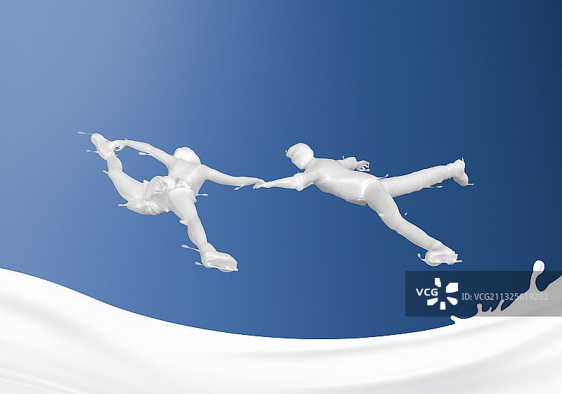 牛奶人物形态双人花样滑冰图片素材