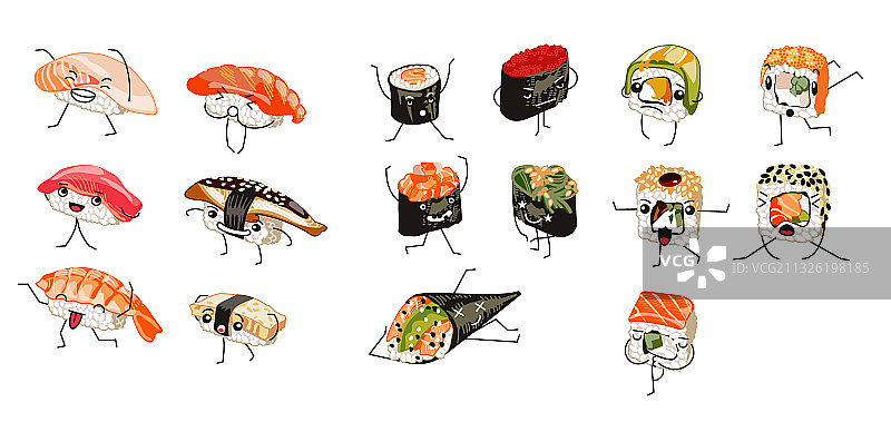 寿司摆出滑稽的表情图片素材