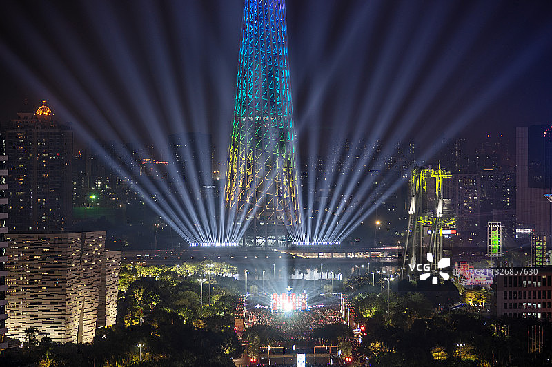中国广州天河珠江新城CBD夜景图片素材