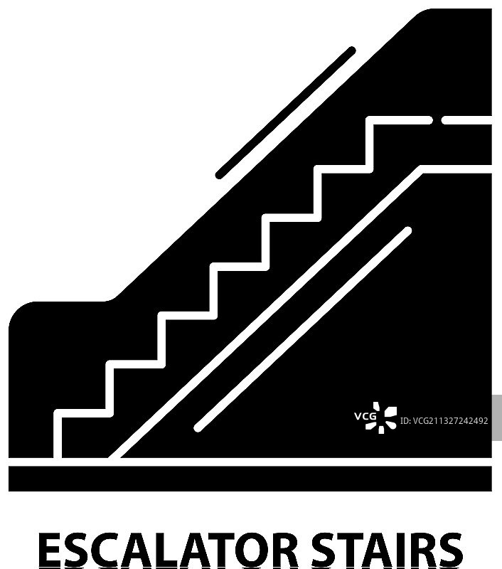 自动扶梯楼梯上的黑色标志图片素材