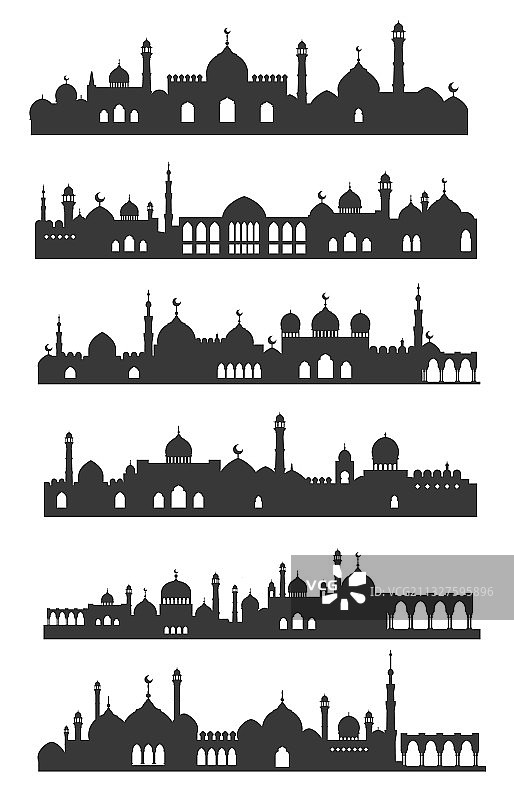 穆斯林城市景观黑色设置城市阿拉伯地标图片素材