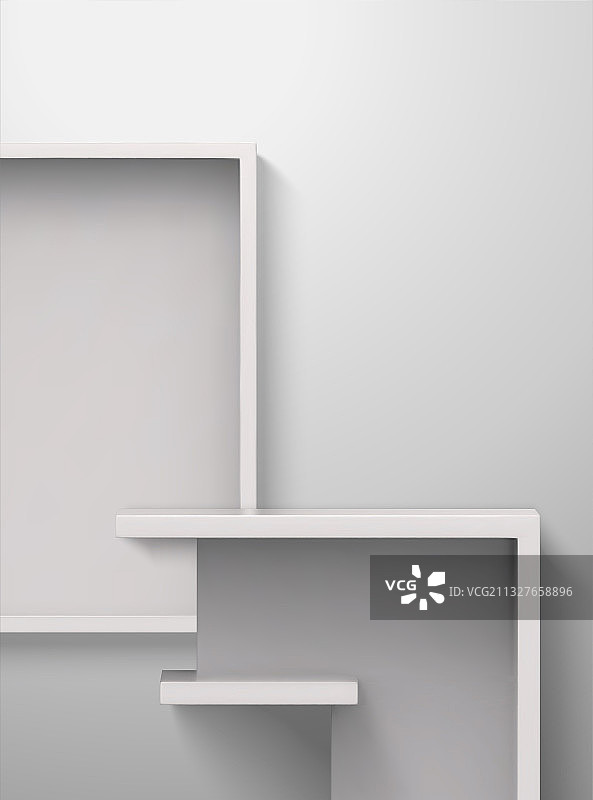 白色台阶展示台直幅三维图图片素材