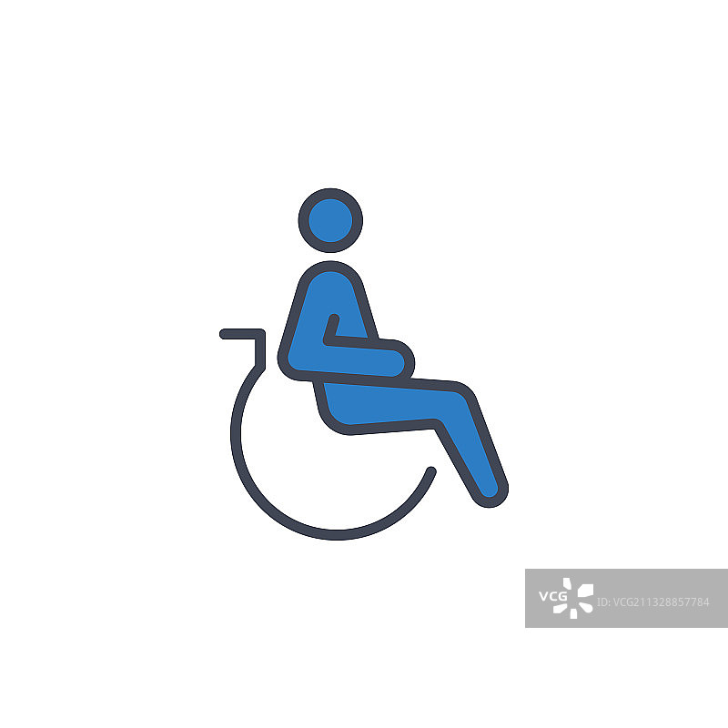 残疾人图标彩色线轮廓标志图片素材
