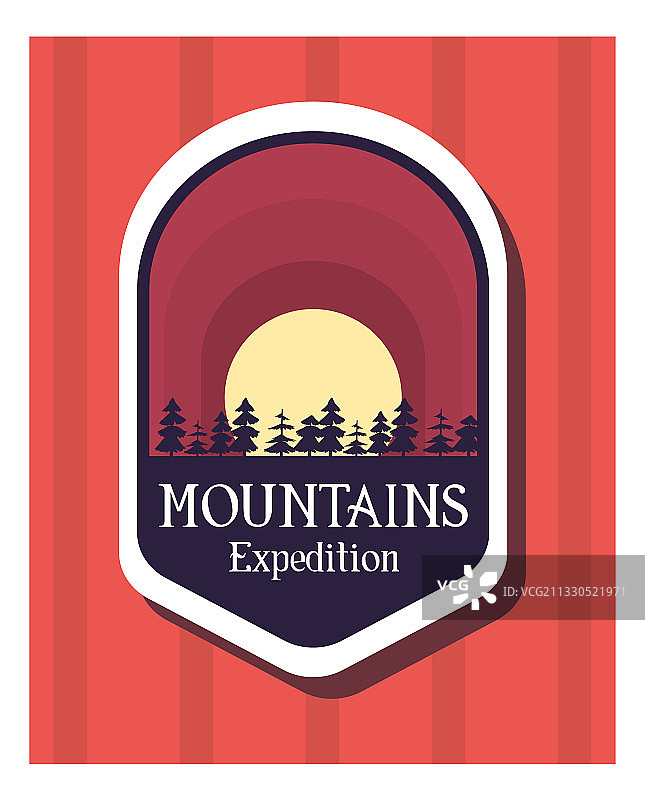 高山探险标签上的红色背景图片素材