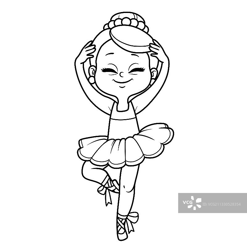 可爱的芭蕾舞女演员跳舞在葱翠的芭蕾舞短裙轮廓图片素材