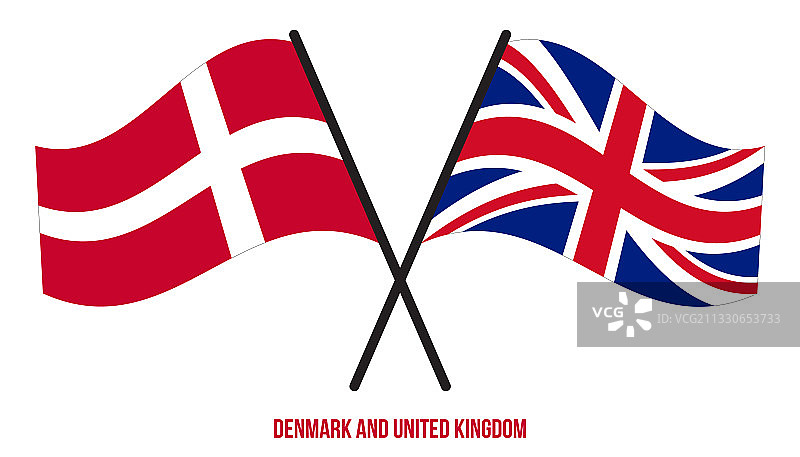 丹麦和英国的国旗平挂图片素材