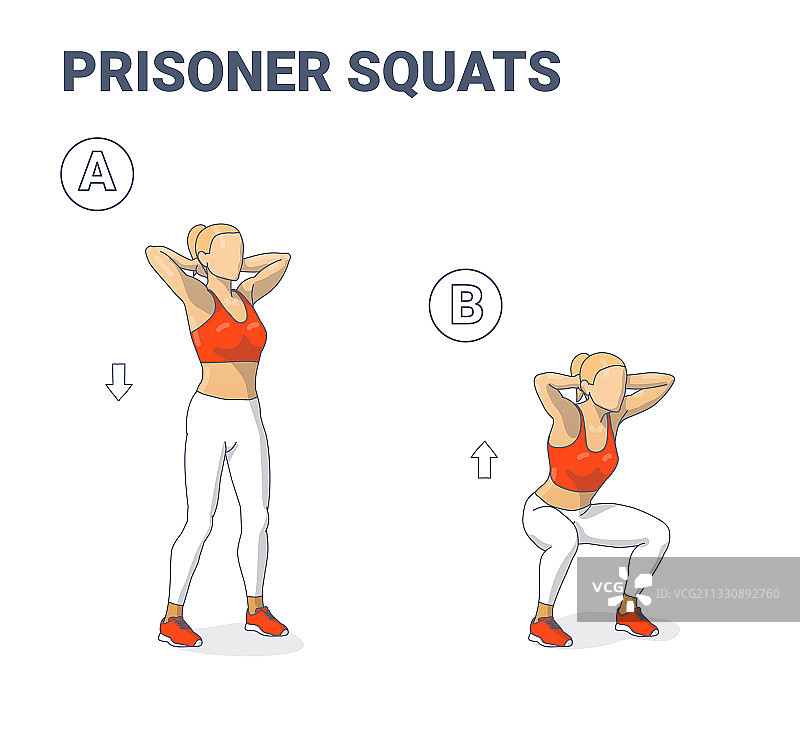 囚犯蹲女在家锻炼锻炼指南图片素材