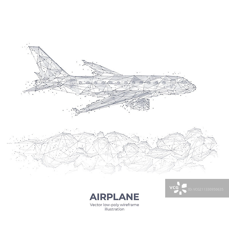 数字手绘飞机和云图片素材