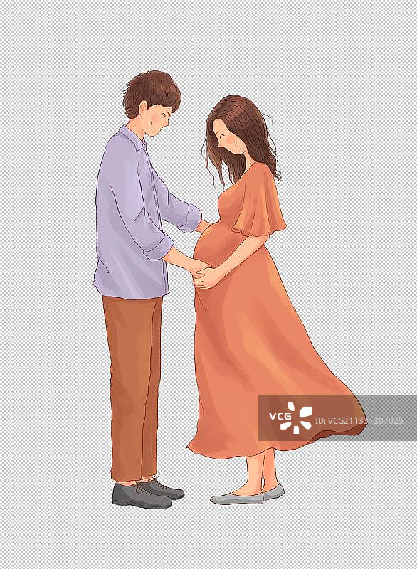 孕妇插画PNG元素图片素材