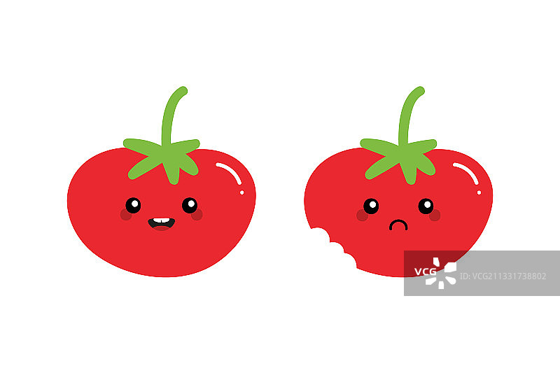 红番茄字符快乐和悲伤图片素材