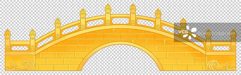 古代石桥古建筑国潮插画图片素材