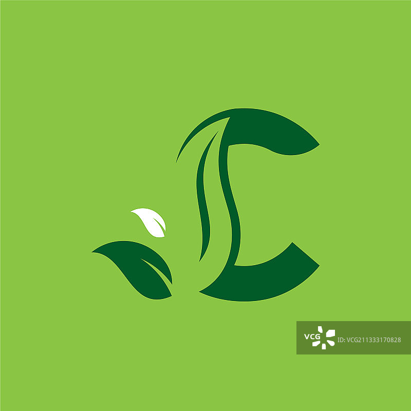 字母c绿叶标志设计元素字母c图片素材