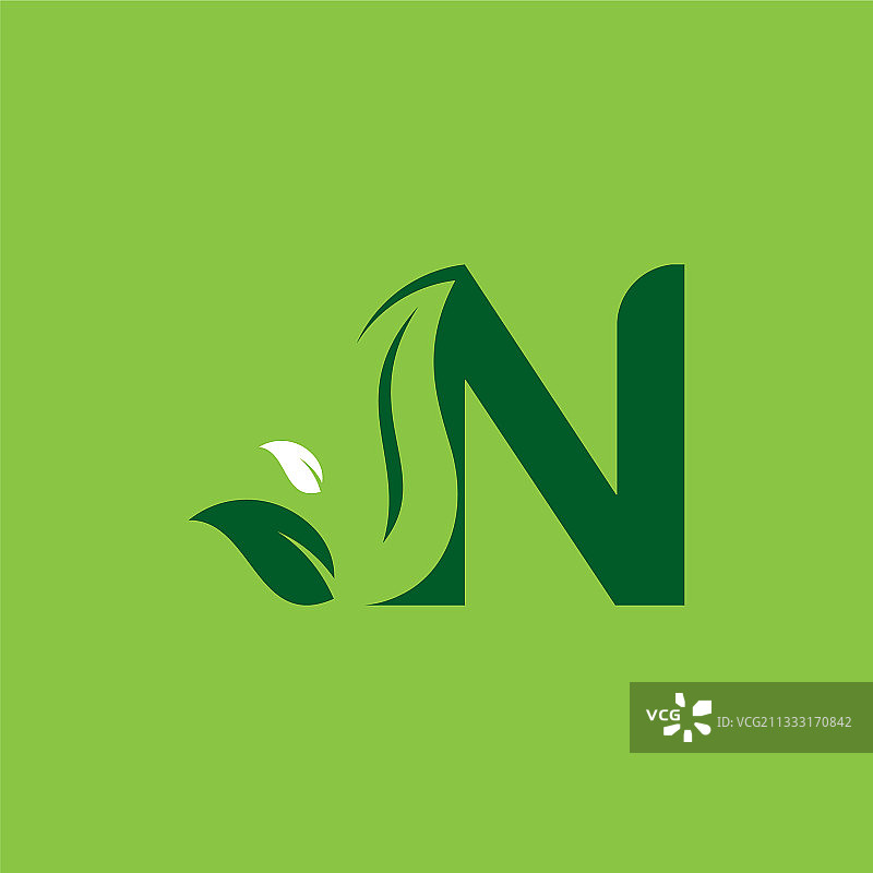 字母n绿叶标志设计元素字母n图片素材