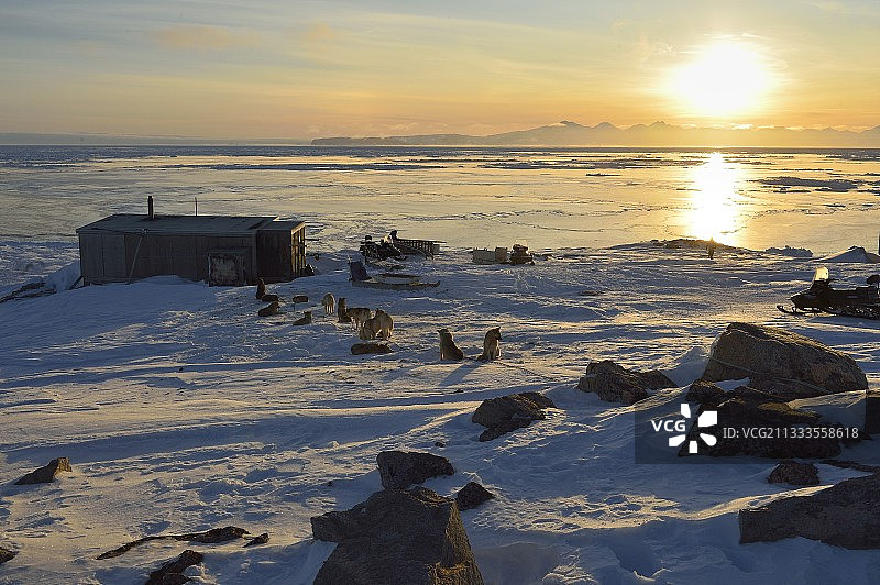 2016年2月，格陵兰岛Unarteq的狩猎营地图片素材