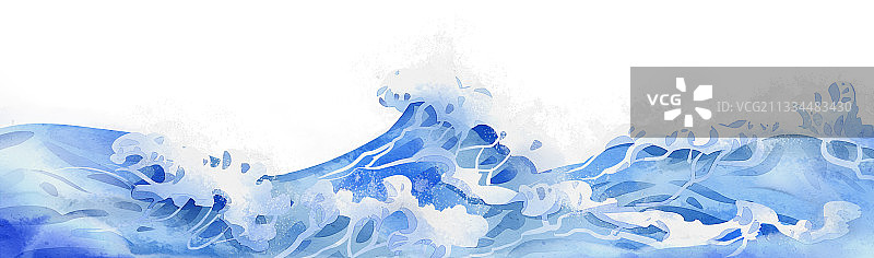 中国风河水插画元素图片素材