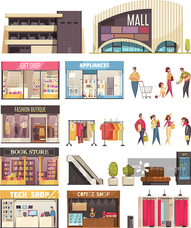 购物中心图标集图片素材