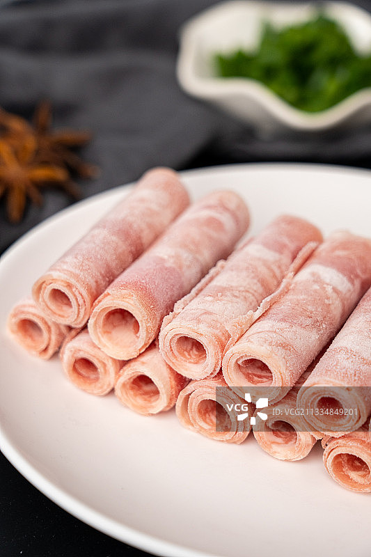 新鲜火锅美食牛肉卷图片素材