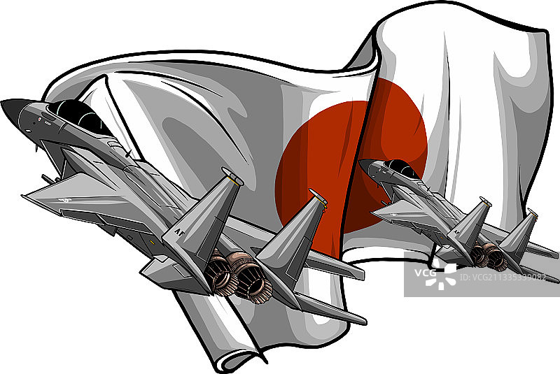 挂着日本国旗的军用战斗机图片素材