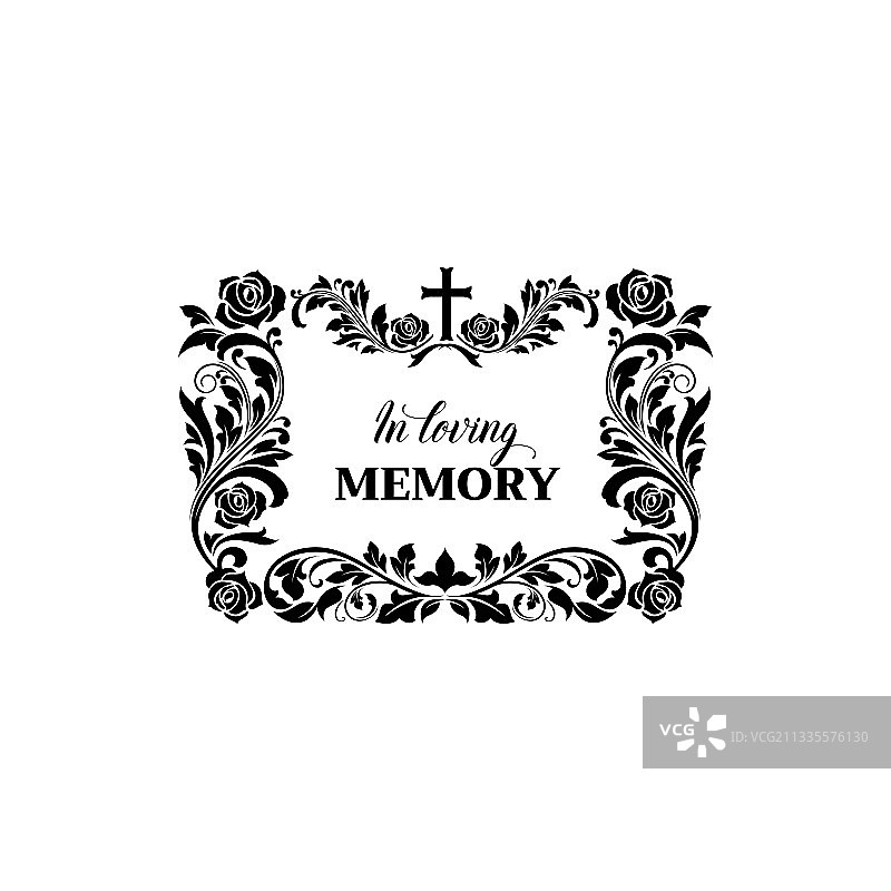 葬礼花架鲜花边框讣告卡图片素材