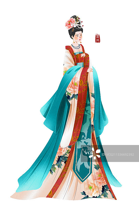 中国风水彩古代四大美人杨贵妃插画元素图片素材