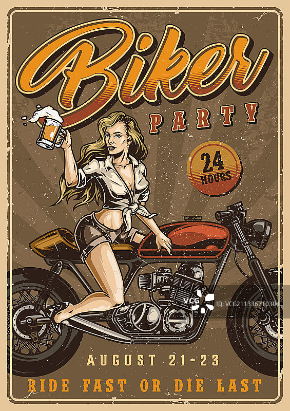 摩托车复古多彩的广告海报图片素材