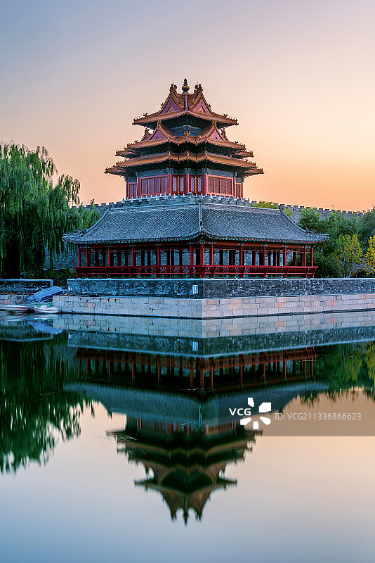 中国首都北京故宫角楼日暮风光图片素材
