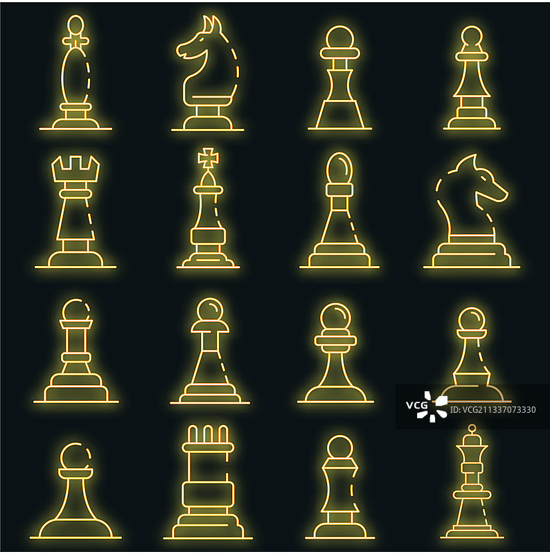 象棋图标设置霓虹灯图片素材