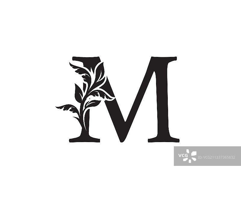 经典字母m纹章标志复古经典图片素材