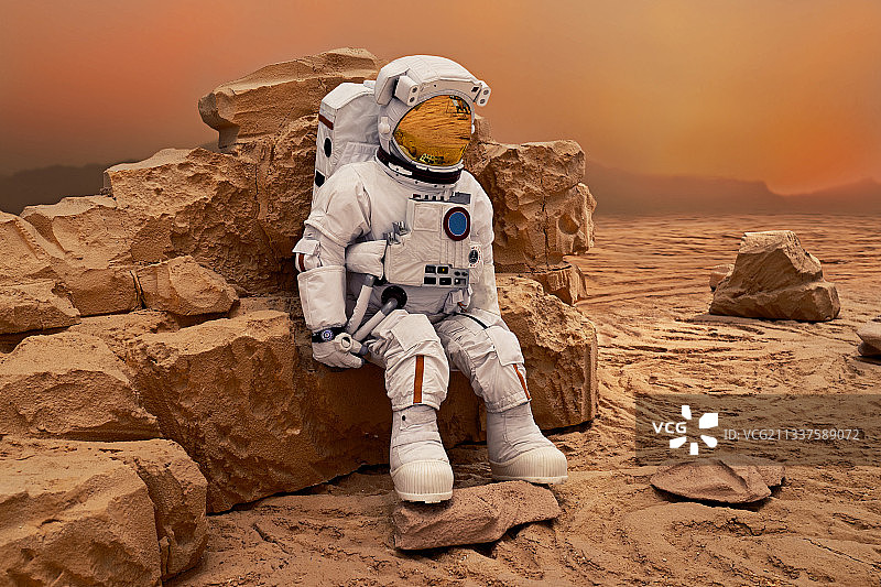 火星上执行任务的宇航员图片素材