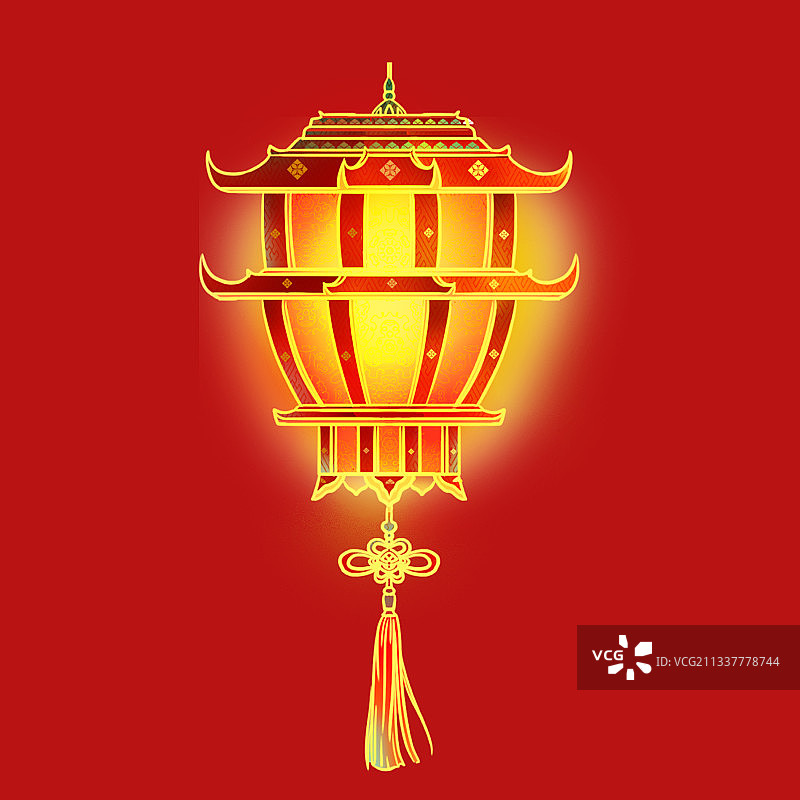 中国风灯笼插画图片素材