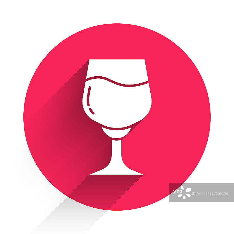 白葡萄酒杯图标孤立与长影子图片素材