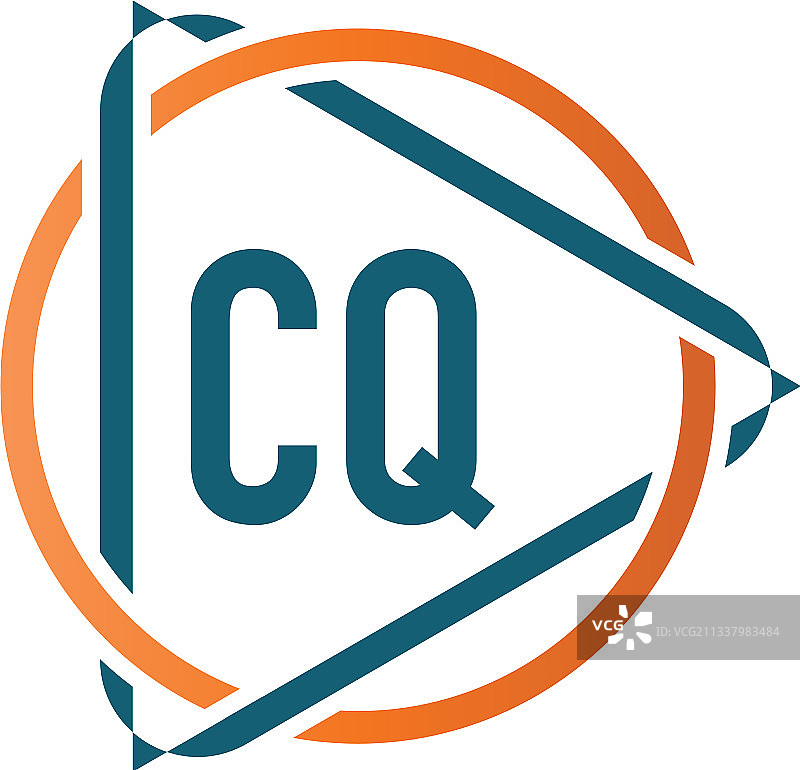 首字母cq圆形三角形标志设计图片素材