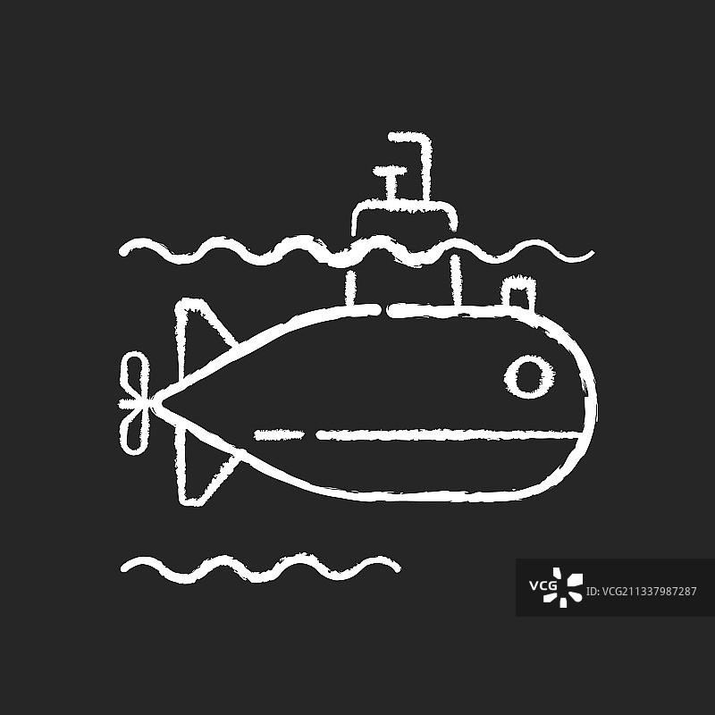 潜艇粉笔白色图标上的黑色背景图片素材
