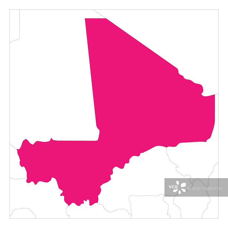 地图马里用粉红色突出显示邻居图片素材