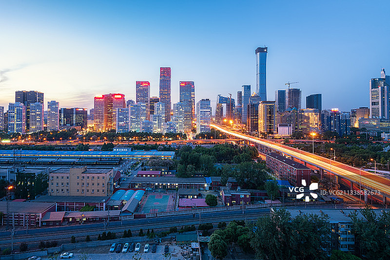 北京商业地标国贸CBD夜景城市风光图片素材
