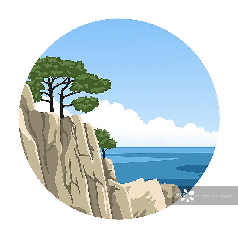 海岩上有一棵中国海景树图片素材