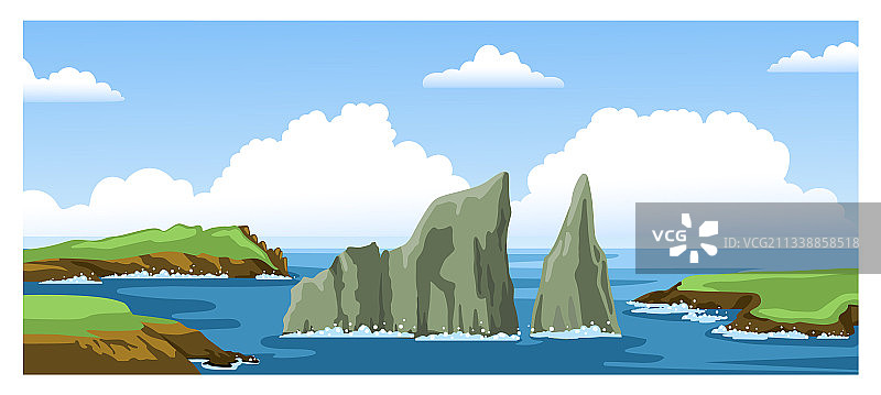 海景与岩石的海岸线，岩石悬崖图片素材