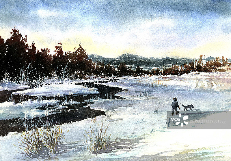 雪景风景插画图片素材