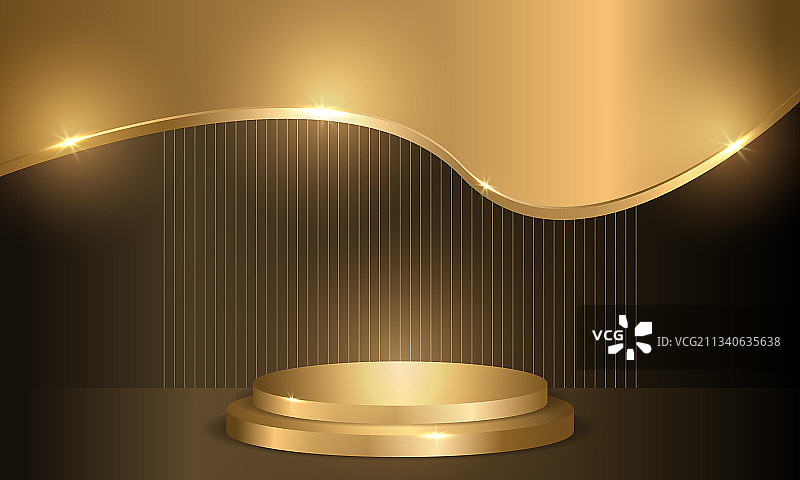 金色圆形领奖台，深色奢华背景图片素材