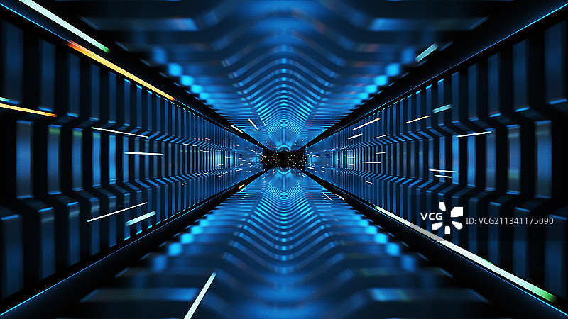 三维渲染的科技隧道图片素材