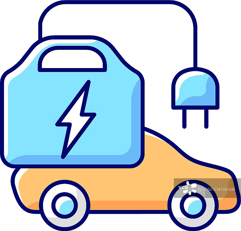 便携式电动汽车充电器RGB彩色图标图片素材