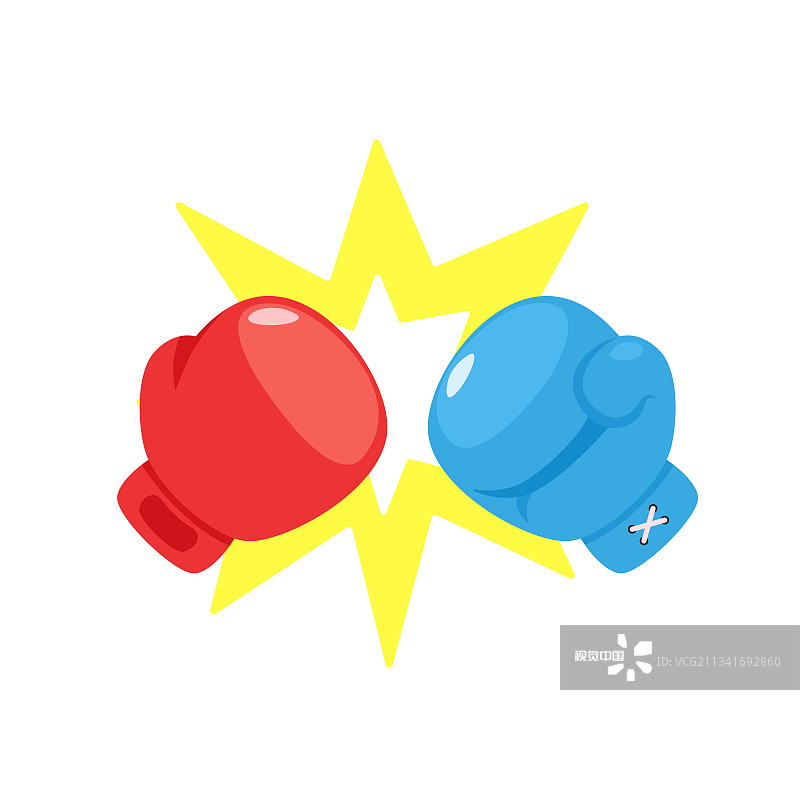 拳击手套战斗概念红对蓝图片素材