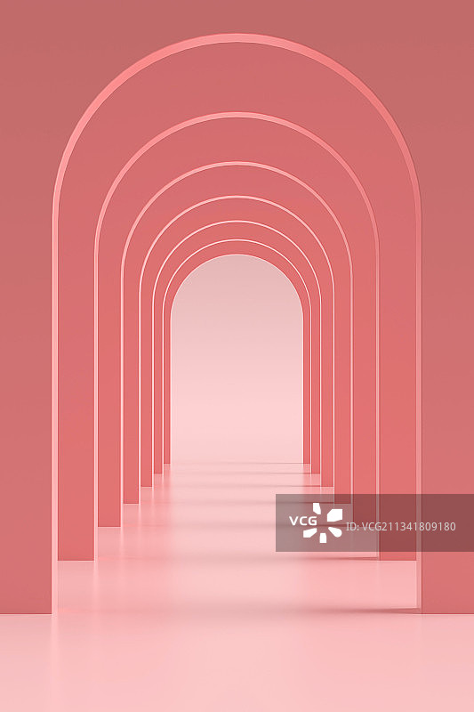 3D渲染的拱形隧道走廊图片素材