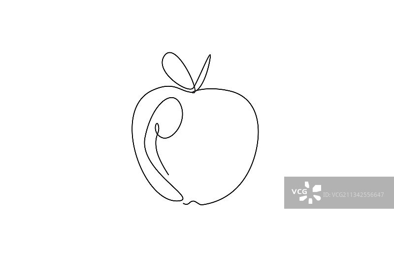 单线画新鲜的苹果水果图片素材